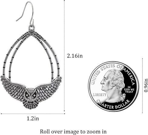 Silver Owl Drop Dangle Earrings for Women Trendy Unique Animal Earrings for Gift Weird Earrings for Cosplay in Saudi Arabia