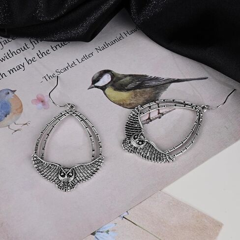 Silver Owl Drop Dangle Earrings for Women Trendy Unique Animal Earrings for Gift Weird Earrings for Cosplay in Saudi Arabia
