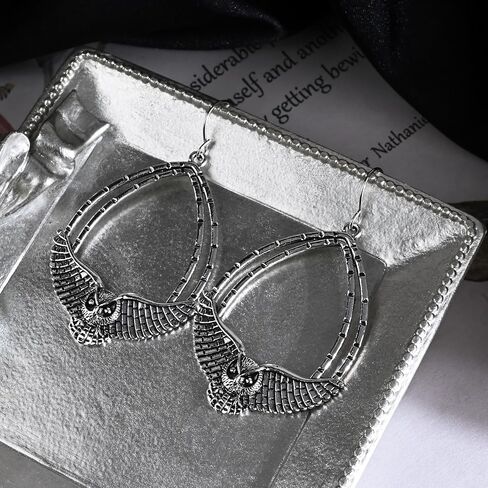 Silver Owl Drop Dangle Earrings for Women Trendy Unique Animal Earrings for Gift Weird Earrings for Cosplay in Saudi Arabia