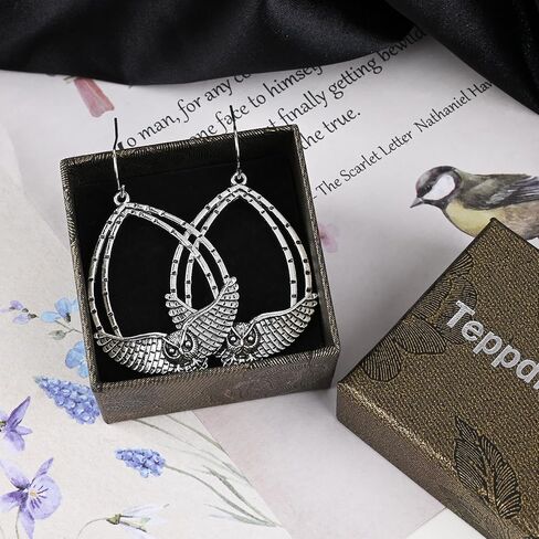 Silver Owl Drop Dangle Earrings for Women Trendy Unique Animal Earrings for Gift Weird Earrings for Cosplay in Saudi Arabia