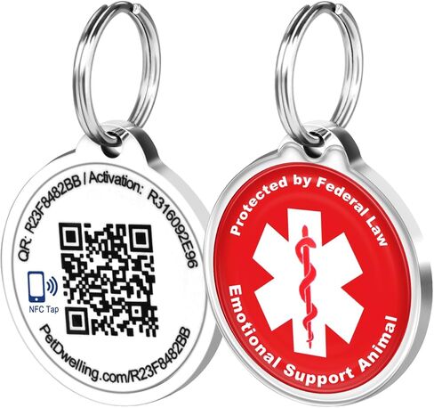 Smart NFC - QR Code Emotional Support Animal ESA Pet ID Tag - Dog Tags and Cat Tags: Instant Online Profile Access and Scan Location Email Alerts in Saudi Arabia