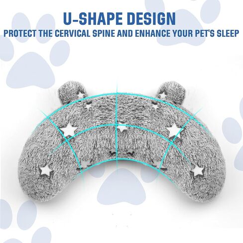 Dog Pillows, Cats Pillow Anxiety Relief Pillows for Dogs and Cats, U-Shape Pillow for Improving Pet Sleeping, Half-Count Soft Cat Pillow, Machine Washable (Grey) in Saudi Arabia