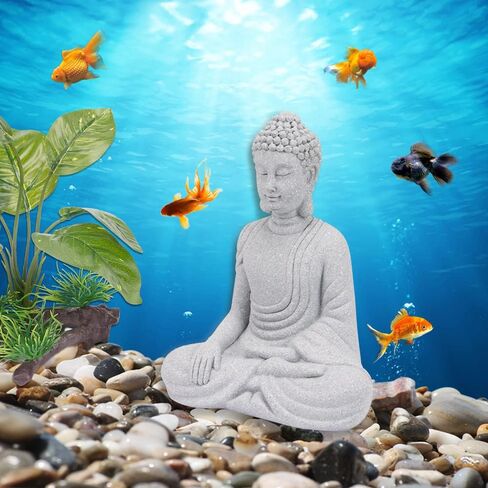 ZORZA مجموعة واحدة من تمثال بوذا لتزيين خزان الأسماك قطعة واحدة + مناظر طبيعية لحوض السمك مقلدة نباتات خضراء مائية قطعتين لتزيين حوض السمك وديكور إكسسوارات المنزل الاصطناعية in Kuwait