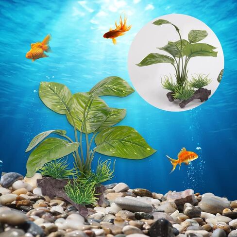 ZORZA مجموعة واحدة من تمثال بوذا لتزيين خزان الأسماك قطعة واحدة + مناظر طبيعية لحوض السمك مقلدة نباتات خضراء مائية قطعتين لتزيين حوض السمك وديكور إكسسوارات المنزل الاصطناعية in Kuwait