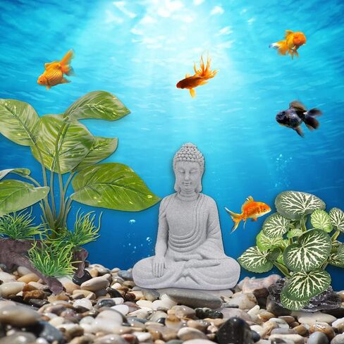 ZORZA مجموعة واحدة من تمثال بوذا لتزيين خزان الأسماك قطعة واحدة + مناظر طبيعية لحوض السمك مقلدة نباتات خضراء مائية قطعتين لتزيين حوض السمك وديكور إكسسوارات المنزل الاصطناعية in Kuwait