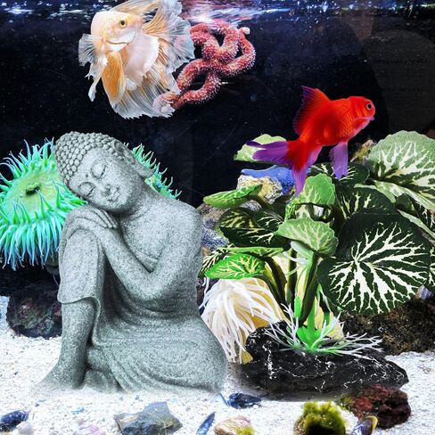 Ipetboom Fish Tank Buddha, 1 Set Aquarium Decorations Buddha Fish Tank Aquatic Leaf Buddha Decor for Home in Saudi Arabia