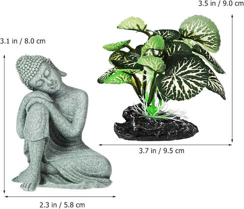 Ipetboom Fish Tank Buddha, 1 Set Aquarium Decorations Buddha Fish Tank Aquatic Leaf Buddha Decor for Home in Saudi Arabia