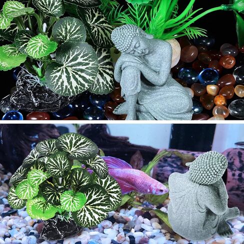 Ipetboom Fish Tank Buddha, 1 Set Aquarium Decorations Buddha Fish Tank Aquatic Leaf Buddha Decor for Home in Saudi Arabia