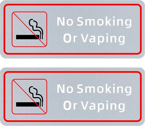 No Smoking for Business - Office & Home Window Clings and Glass Pastes - Ideal for Businesses and Non-smoking Public Places - 4" × 10" Vinyl Self Adhesive Prohibition Tobacco (No smoking) in Saudi Arabia