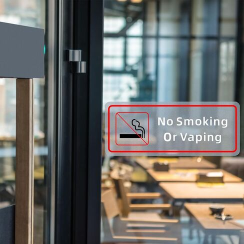 No Smoking for Business - Office & Home Window Clings and Glass Pastes - Ideal for Businesses and Non-smoking Public Places - 4" × 10" Vinyl Self Adhesive Prohibition Tobacco (No smoking) in Saudi Arabia