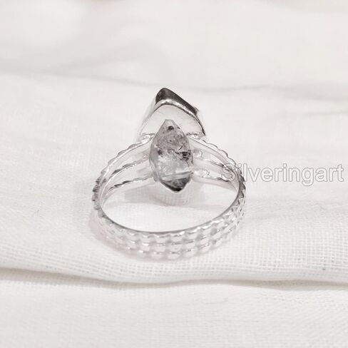 Natural Herkimer Diamond Ring, Rough Herkimer Diamond Ring, 3 Doted Band, 925 Sterling Silver, Womens Ring, Christmas, Thanksgiving, Handmade, Statement Jewelry, Raw Gemstone Jewelry (9) in Saudi Arabia
