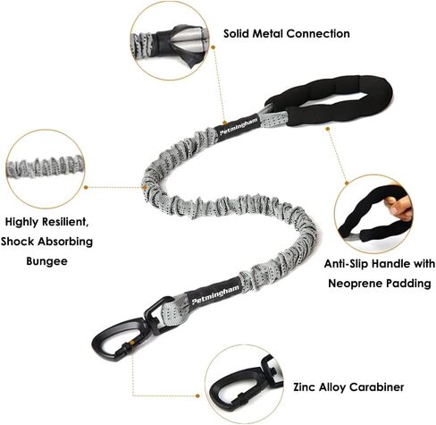 Strong Bungee Elastic Dog Leash with Comfortable Padded Handle Zinc Alloy Hardware Heavy Duty Shock Absorbing Training Leash for Large & Strong Dogs in Kuwait
