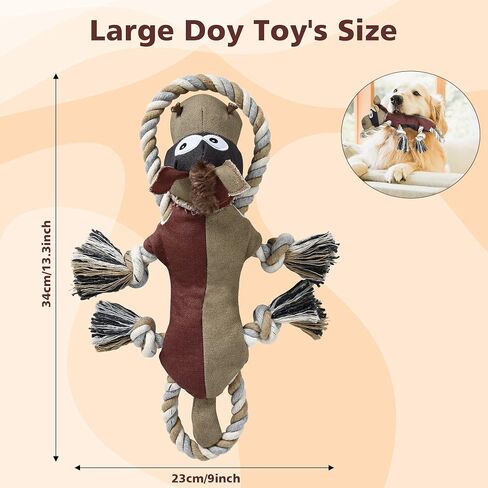 Squeaky Dog Toys, Plush Dog Toy, Large Dog Toys, Squeaky and Crinkle Chew Toy for Small, Medium, Large Dogs, yellow in Saudi Arabia