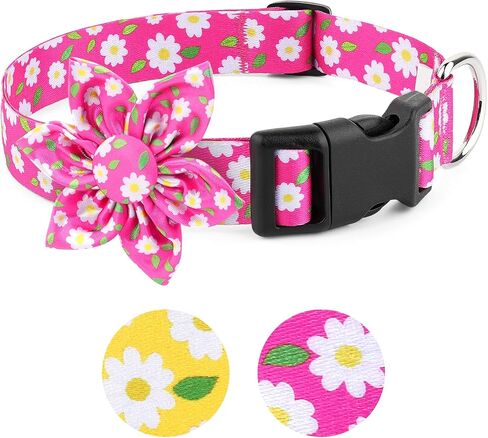 BiPawTi Floral Dog Collar with Bloom Decoration, Summer Medium Dog Collars for Females, Daisy Flower Soft Cute Collars for Girl Dog Collars for Medium Dogs (Yellow, M) in Saudi Arabia