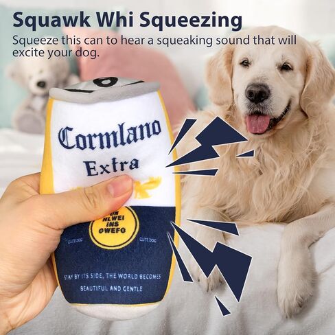 XIGGA Fun Squeaky Plush Interactive Teething Chewing Dog Toys, Canned Beer Shaped Trend Great Value for Small, Medium & Large Dogs Playing Two Packs in Saudi Arabia