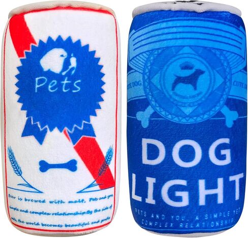 XIGGA Fun Squeaky Plush Interactive Teething Chewing Dog Toys, Canned Beer Shaped Trend Great Value for Small, Medium & Large Dogs Playing Two Packs in Saudi Arabia