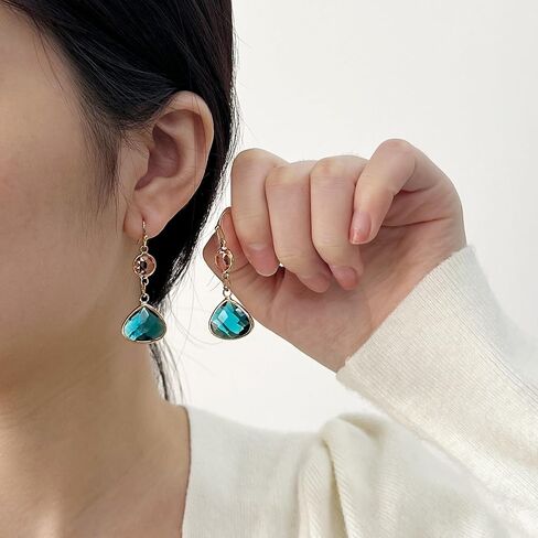Sapphire Blue Topaz Dangle Earrings for Women Handmade Aquamarine Gold Plated Drop Earrings in Saudi Arabia