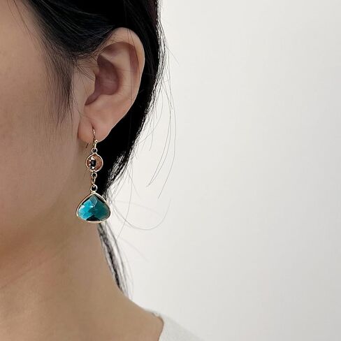 Sapphire Blue Topaz Dangle Earrings for Women Handmade Aquamarine Gold Plated Drop Earrings in Saudi Arabia