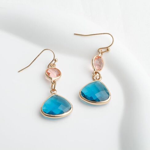 Sapphire Blue Topaz Dangle Earrings for Women Handmade Aquamarine Gold Plated Drop Earrings in Saudi Arabia