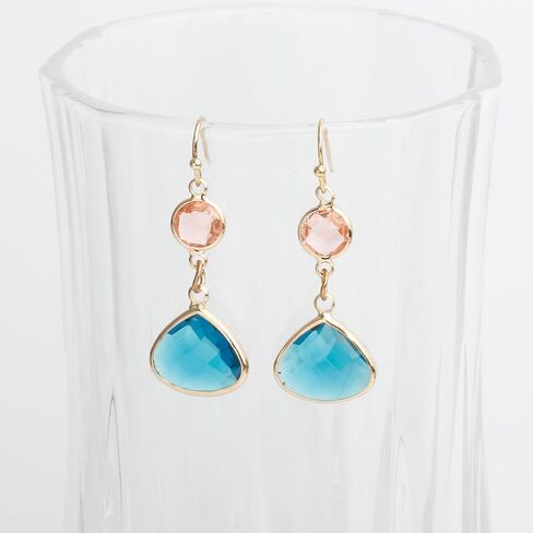 Sapphire Blue Topaz Dangle Earrings for Women Handmade Aquamarine Gold Plated Drop Earrings in Saudi Arabia