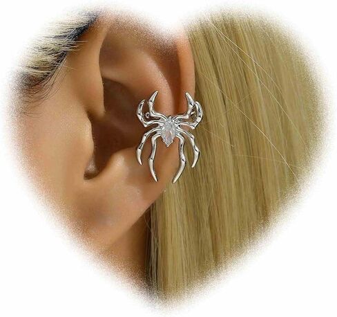 Gothic Spider Earrings Silver Spider Studs Earrings 3D Spider Earrings White Diamond Spider Studs Earrings Exaggerated Spider Earrings Cosplay Halloween Earrings Jewelry (white diamond) in Saudi Arabia
