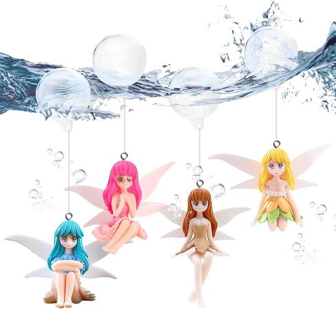 4pcs Floating Fish Tank Decorations, Miniature Fairy Figures Fantasy Aquarium Decor Small Fairy Figurines Ornament with Wing for Home Decoration (fairy) in Kuwait