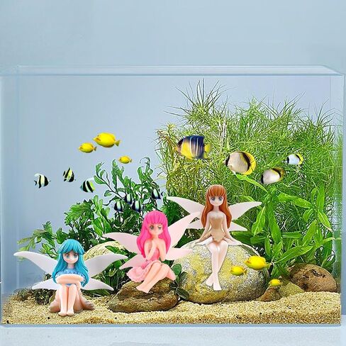 4pcs Floating Fish Tank Decorations, Miniature Fairy Figures Fantasy Aquarium Decor Small Fairy Figurines Ornament with Wing for Home Decoration (fairy) in Kuwait