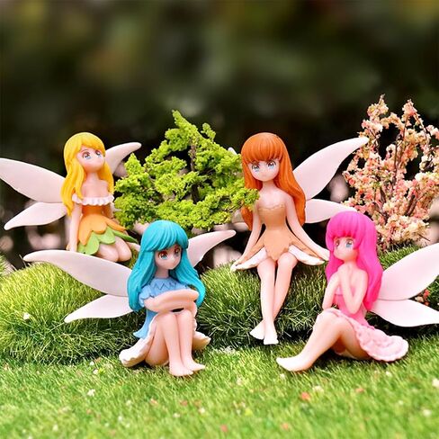 4pcs Floating Fish Tank Decorations, Miniature Fairy Figures Fantasy Aquarium Decor Small Fairy Figurines Ornament with Wing for Home Decoration (fairy) in Kuwait