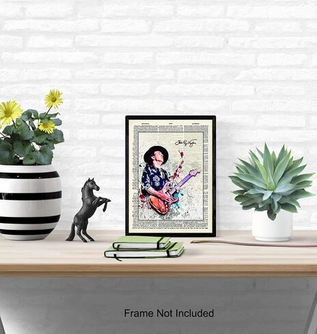 Stevie Ray Vaughan Unframed Wall Art Print - Great Gift for Music and Rock n Roll Fans - Cool Steampunk Home Decor - Ready to Frame (8x10) Vintage Photo in Saudi Arabia