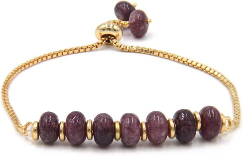 Green Jade Bolo Bracelet - Adjustable Bracelet for Women with Smooth Beads and Gold Plating, Gemstone Jewelry (Green Jade) in Saudi Arabia
