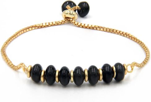 Green Jade Bolo Bracelet - Adjustable Bracelet for Women with Smooth Beads and Gold Plating, Gemstone Jewelry (Green Jade) in Saudi Arabia