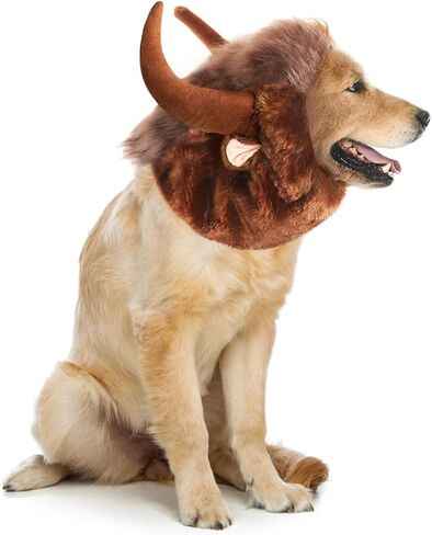 Idepet Halloween Dog Horn Wig, Soft Dog Costumes Bull Cosplay Pet Funny Ox Hat Dog Cat Horn Headgear (Brown, Medium) in Saudi Arabia