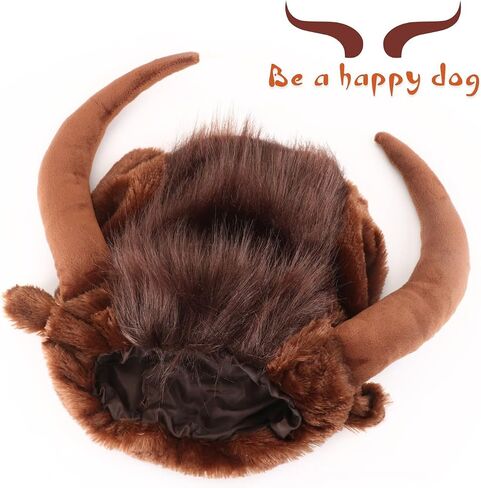 Idepet Halloween Dog Horn Wig, Soft Dog Costumes Bull Cosplay Pet Funny Ox Hat Dog Cat Horn Headgear (Brown, Medium) in Saudi Arabia
