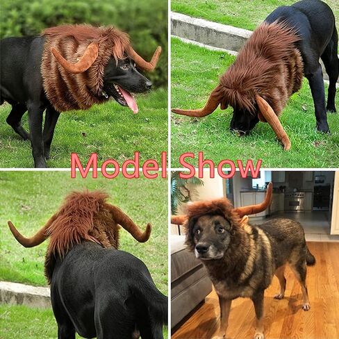 Idepet Halloween Dog Horn Wig, Soft Dog Costumes Bull Cosplay Pet Funny Ox Hat Dog Cat Horn Headgear (Brown, Medium) in Saudi Arabia