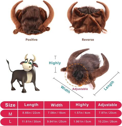 Idepet Halloween Dog Horn Wig, Soft Dog Costumes Bull Cosplay Pet Funny Ox Hat Dog Cat Horn Headgear (Brown, Medium) in Saudi Arabia