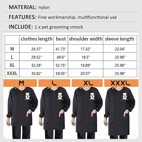 Waterproof Pet Grooming Smock with Zipper Long Sleeves Pet Grooming Work Clothes with Two Pockets Dog Cosmetologist in Saudi Arabia