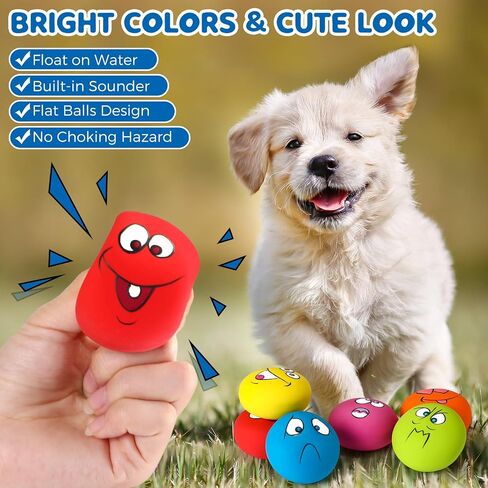 24 Pieces Funny Face Squeaky Dog Toys Latex Soft Dog Toys Emoticon Dog Squeaky Ball Interactive Dog Toys Balls Fetch Play Balls Toy for Small Medium Pets Dogs Puppies Playing Training, 6 Styles in Saudi Arabia