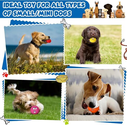24 Pieces Funny Face Squeaky Dog Toys Latex Soft Dog Toys Emoticon Dog Squeaky Ball Interactive Dog Toys Balls Fetch Play Balls Toy for Small Medium Pets Dogs Puppies Playing Training, 6 Styles in Saudi Arabia
