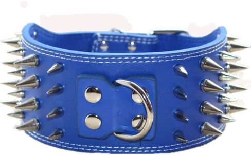 Studded Dog Collar, 3" Sharp Spiked Leather Dog Collar fit Training,Sports,Walking,Medium,Large,X-Large,for Pitbull,Labrador,Boxer (M:17-20 inch, Gold Brown) in Saudi Arabia