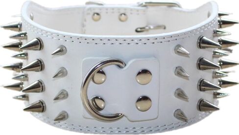 Studded Dog Collar, 3" Sharp Spiked Leather Dog Collar fit Training,Sports,Walking,Medium,Large,X-Large,for Pitbull,Labrador,Boxer (M:17-20 inch, Gold Brown) in Saudi Arabia
