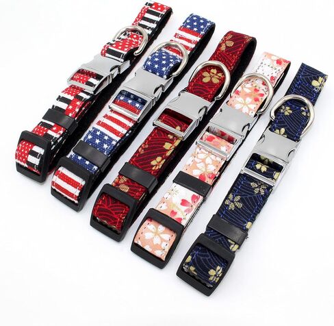 Dog Collar, Cotton Designer Dogs Collar Cute Flower Dog Collars for Girl Female Puppy Collar for Small Medium Large Dogs Gift (XS, Flag Blue) in Kuwait
