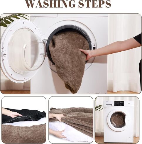 Human Size Dog Bed for Adult People, 71"x43.3"x10" Large Dog Bed for Men and Women, Washable Giant Dog Bed for Pets and Kids, Anti Slip Human Dog Bed with Storage Pocket, Brown in Saudi Arabia