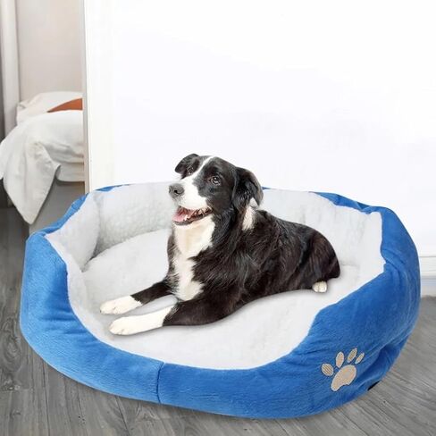 Best Dog Supplies Comfy Pet Bed - Medium Size (24"x20") - Paw Sign Orthopedic Memory Foam Round Shape - Washable, Detachable, and Machine-Washable - Great for Pets – Grey Medium (24"x20") in Saudi Arabia