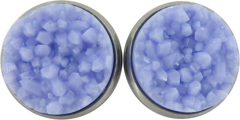 Stainless Steel Purple Faux Druzy Stone Stud Earrings 12mm (Periwinkle) in Saudi Arabia