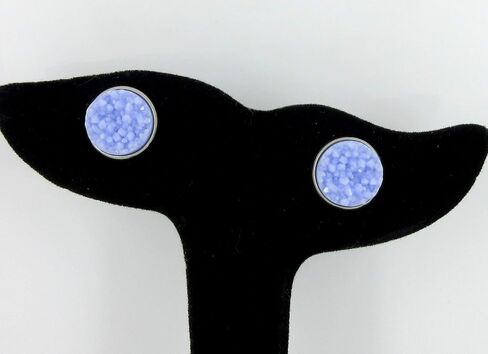 Stainless Steel Purple Faux Druzy Stone Stud Earrings 12mm (Periwinkle) in Saudi Arabia