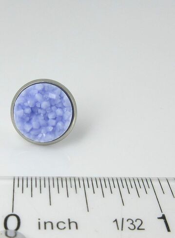 Stainless Steel Purple Faux Druzy Stone Stud Earrings 12mm (Periwinkle) in Saudi Arabia