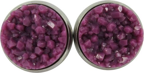 Stainless Steel Purple Faux Druzy Stone Stud Earrings 12mm (Periwinkle) in Saudi Arabia