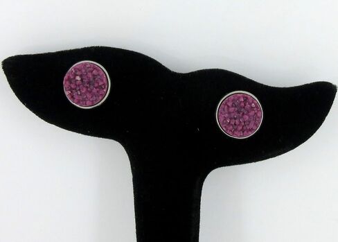 Stainless Steel Purple Faux Druzy Stone Stud Earrings 12mm (Periwinkle) in Saudi Arabia