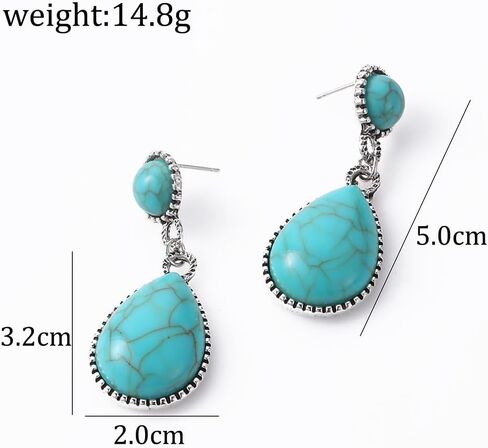 Turquoise Earrings for Women Bohemian Turquoise Oval Drop Dangle Earrings Vintage Western Ethnic Teardrop Earrings Turquoise Jewelry Gifts(Style D) in Saudi Arabia