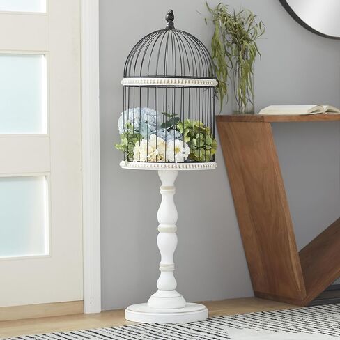 Deco 79 Farmhouse Wood Birdcage, LARGE SIZE, White in Saudi Arabia